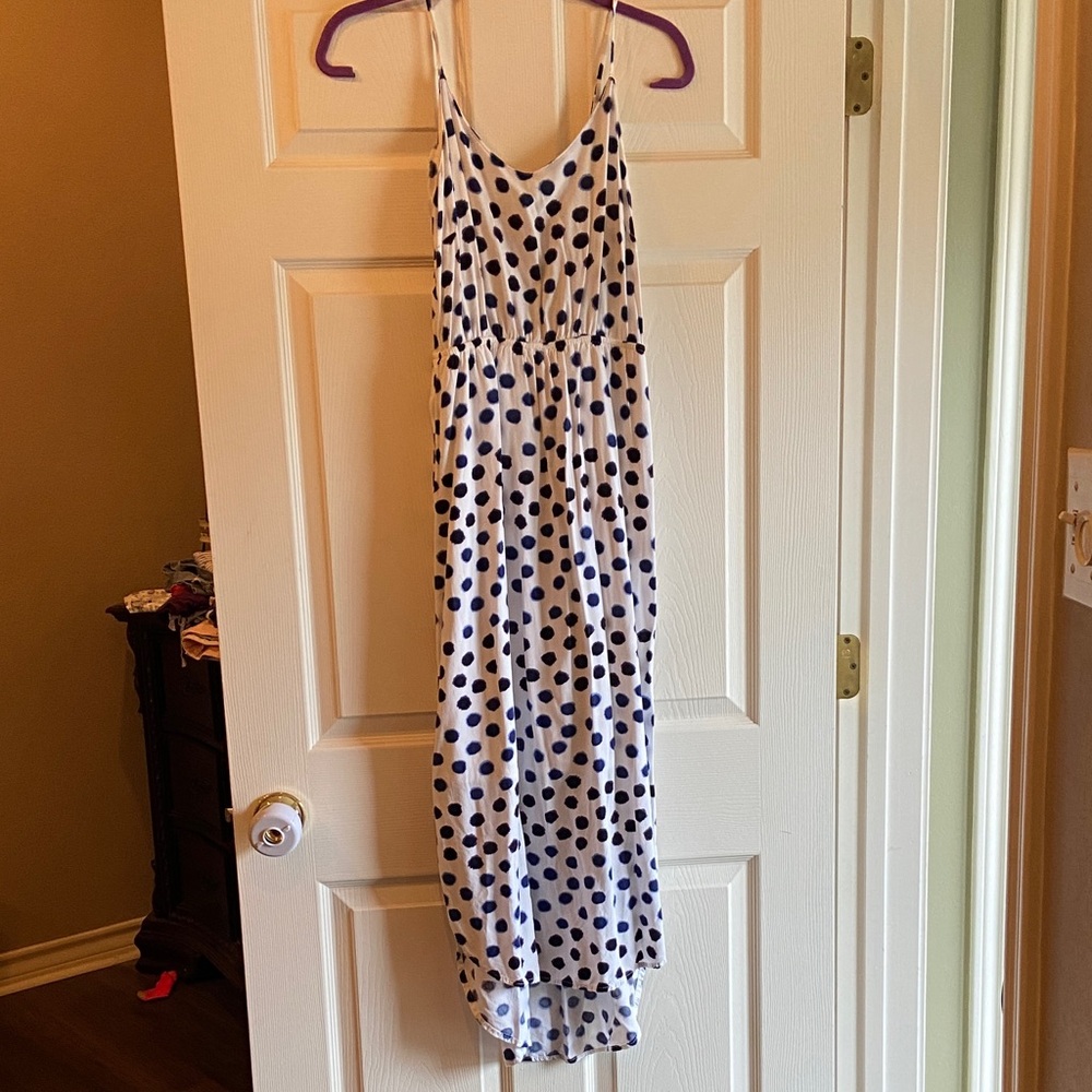 White and Black Polka Dot Maxi Dress